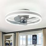 CHANFOK Ceiling Fan with Light - Flush Mount Modern Indoor 19.7" LED Dimmable Low Profile Ceiling Fans with Remote Control,Smart 3 Light Color Change and 6 speeds