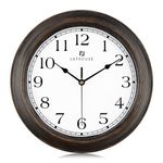 Lafocuse Farmhouse Bronze Wall Clock 12 Inch Silent Non Ticking, Vintage Kitchen Clocks Wall Battery Operated Distressed Clock Decorative for Living Room Bedroom Office