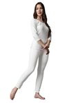 FF Winter Wear Thermal Upper Vest and Bottom Lower Warmer Combo for Women Long Johns Underwear Set Color - White (Size - Medium)