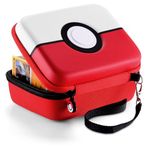 JoyHood Trading Card Storage Tin Box for PTCG Cards, Hard Shell Game Cards Carry Case Holder Bag, Holds up to 400+ Cards (Red & White)