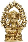 Statues and Figurines Goddess Laxmi Sculptures Hindu Home Decor in Brass 10.5 Inches, Weight 2.92 kg