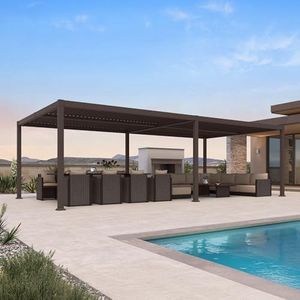 PURPLE LEAF 13' x 25' Louvered Pergola Outdoor Adjustable Louvre Shade Modern Patio Aluminum Pergola with Retractable Roof for Deck Backyard Garden Hardtop Gazebo
