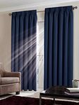 Textile Home Thermal Blackout Curtain Pair Heavy Insulated Pencil Pleat Tape Top Curtain Pair Room Darkening Curtain Panels (Blue, 90x54)