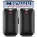 2 Pack Hand Warmers Rechargeable, Portable Electric Handwarmers, Double-Sided Heating USB Pocket Heater Therapy Great for Raynauds, Hunting, Golf, Camping, Women Mens Gifts (Black)