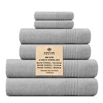 Kinton Crafts Posh Cotton Towel Set (Pack of 6-500 GSM) 2Hand- 2Wash & 2Bath Towels|Quick Dry|Breathable & Highly Absorbent|Ultra Soft|Lightweight|Ideal for Home|Hotel|Bathroom|Daily use- Light Grey