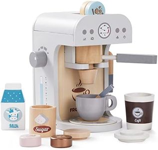 Frogprin Kids Coffee Maker Playset-Wooden Kitchen Toys, Toddler Play Kitchen Accessories, Pretend Play Food Sets for Kids Kitchen, Encourages Imaginative Play for Girls and Boys