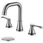 Brushed Nickel Bathroom Faucet 3 Hole, WiPPhs Bathroom Faucet for Sink 3 Hole with Pop Up Drain and cUPC Supply Hose, Dual Handle 8 in Widespread Bathroom Sink Faucets WI3638BN