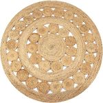 vidaXL Natural Beige Jute Area Rug - Handwoven, Round Shaped, Braided Design for Indoor Spaces - 150 cm Diameter