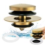 Artiwell Universal Tip Toe Bath Drain Stopper and Cover, Bathtub Drain Stopper, Replaces Lift and Turn, Tip-Toe and Trip Lever drains for Tub, EZ Installation and Clearing (Brushed Gold)