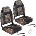 GarveeLife 2 Pack Boat Seats, High Back Folding Boat Seats - Fishing Boat Chairs With Thick Sponge Padding, Stainless Steel Screws & Fold-Down Design for Speedboat, Canoe, Sightseeing Boats