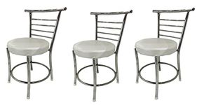 P P CHAIR Dining Chrome Steel Dining Chair Garden Chair Patio Chair for Home Dining Tables Heavy Duty (Grey, 3)