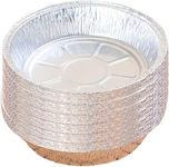 ROKTRY Round Tin Foil Pans for Air Fryer,10 Pack Disposable Aluminum Foil Pans, Round Foil Pie Pans for Baking,Freezing,and Storage, Silver