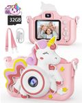 Kikapabi Unicorn Kids Camera Toys for Girls Boys Age 3-8, Christmas Birthday Gifts for Girls Age 3 4 5 6 7 8, Digital Camera with Silicon Cute Cover for Kids, Toddler Camera for Kids with 32G SD Card