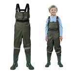 HISEA Kids Chest Waders Nylon/PVC Youth Fishing Waders for Toddler & Children Waterproof Hunting Waders for Kids with Boots