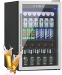 DOGHLY 4.5 Cu.ft Beverage Refrigerator Cooler, 145 Can Mini Fridge with Glass Door, Digital Temperature Display for Soda, Beer or Wine For Office or Bar with Adjustable Removable Shelves