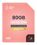 Three 80GB Data SIM Card – for Portable WiFi, Routers & Phones – Preloaded Monthly Until April 2028 – Dual Network (Three & Vodafone) Stronger Coverage