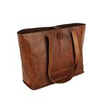 Vintage Genuine Leather Tote Bag Handbag Shopper Purse Shoulder Bag for Women Office Laptop Bag, Brown, Large, Tote Bag