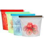 Agudo reusable silicone airtight leakproof food storage bag - 1 ltr,microwave safe storage bags for vegetables and fruits in refrigerator,meat storage bags for freezer(multicolour) (4)