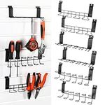 Yaocom 6 Pcs Slatwall Screwdriver Holders Pegboard Organizer Slatwall Hooks Hangers Plier Holders Accessory Multi Tool Organizer Racks for Garage Shop Retail Store Display, Black, 2 Size 3 Style