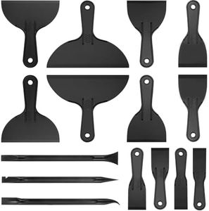 xoermioy 15 Pack Plastic Putty Knife Set - 12 Flexible Plastic Paint Scraper Tool and 3 Detail Scraper Tool for Spackling, Repairing Drywall, Removing Wallpaper, Applying Mud or Plaster