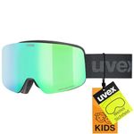 uvex Unisex-Kids, pwdr FM ski goggles, black matt/green-clear, one size