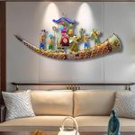 Anshika International Rajasthani Royal Baarat with LED Metal Abstract Figures Handcrafted Wall Sculpture Wall Art for Home Decoration, Living room, Dining Room & Bedroom (Size 46x19 Inch)