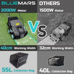 Bluemars 2000W Electric Lawn Scarifier – Powerful Garden Aerator