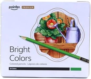 Pointer Premium Bright Colors Colored Pencils, 24 Vibrant Pre-Sharpened Pencils in Metal Tin Case – Smooth Coloring for School, Art, Drawing & Adult Coloring Books