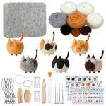 Truslin Needle Felting Kit, Craft Kits for Adults UK, Punch Needle Kit with Felting Supplies, Felting Needles, Wool and Tools, Crafts for Adults, Cats 6pcs