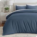 Bare Home Sandwashed Duvet Cover Queen Size - Premium 1800 Collection Duvet Set - Cooling Duvet Cover - Super Soft Duvet Covers (Queen, Sandwashed Blue Sea)