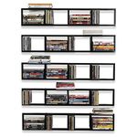 BHG Wall Mount 34 inch Media Storage Rack CD DVD Organizer Metal Floating Shelf Set of 5 Black