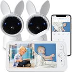 ARENTI Baby Monitor with Two Cameras, 2K/3MP HD Cameras,5" 720P Screen,App Control,Auto Tracking,Night Light,PTZ,Night Vision,Cry&Motion Detection,Temp&Humidity Sensor,2-Way Audio,Custom Alert Area