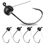 Reaction Tackle Tungsten Wacky Jig Heads - 5-Pack for Bass Fishing Jigs, Weedless Option Wacky Worm Hook - Finesse Jig for Soft Plastics and Wacky Worms - 1/16 - Black - weedless