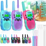 Vvinca Walkie Talkies for Kids Rechargeable 3 Pack, Toys for Boys Girls Age 3-13 Ourdoor Camping Birthday Gift, 3KM Long Range Walkie-Talkie 2 Way Radios 22 CH VOX with Li-ion Battery Flashlight