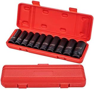 KATSU 1/2" Jeu de Douilles Profondes Impact 10 Pièces, Clé Métrique Robuste 10mm-24mm, Acier au Chrome-molybdène de Qualité, Outil de Réparation de Moteurs Tracteurs Camions 420440