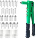 Homdum Non Slip 10 inch Rivet Gun and Rivets, Riveter Nail Gun, Pop Riveter With 150 Aluminum Blind Rivets (Green yellow).