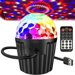 Portable Mini Disco Ball Light for Party, RGB DJ Strobe Light with Remote Control and USB Cable, Sound Activated Stage Lights for Home Dance, Birthday, Easter, Karaoke and Halloween Decoration Lamp