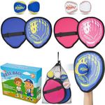 Hedugo Ball and Catch Game Toss and Catching Set Classical Outdoor Toys for Kids at The Beach, Yard, or Park Outside Games 4 Paddles 4 Balls Family Games for Kids and Adults Easter Toys Gifts