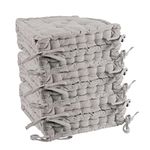 Nicola Spring Square Padded French Mattress Dining Chair Cushion Seat Pad - Grey - Pack of 6