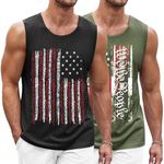 COOFANDY USA Flag Sleeveless Shirts for Men 2 Pack Workout Tank Tops Quick Dry Muscle Shirt Sport, X-Large