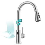 Kicimpro Touchless Kitchen Faucet with Pull Down Sprayer Brushed Nickel, Side Motion Sensor Kitchen Touchless Faucet with Water Line, Two Control Modes Touchless Faucet for Kitchen Sink, Single Handle