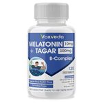 Voxveda Melatonin Tablets - 120 Tablets | Melatonin 10 mg Sleep Tablets with Tagar 300 mg | Sleeping Aid Pills | Sleeping Pills | Deep Restful Sleep | Non Habit Forming