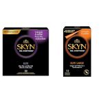 Skyn Elite Condoms - 22 Count - Ultra-Thin, Lubricated Latex-Free Condoms (Packaging May Vary) & Elite Large Condoms – 12 Count – Ultra-Thin, Lubricated Latex-Free Condoms