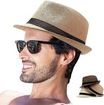 Ekan Fedora Hats with Classic Design Jute Fedora Hat for Men and Women for Travel and Picnic Use (Beige Color)