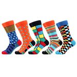 WeciBor Men's Dress Cool Colorful Fancy Novelty Funny Casual Combed Cotton Crew Socks 5 Pairs In Set, Eu061-33, L