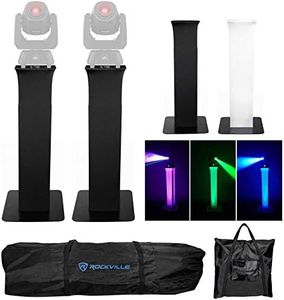 (2) Rockville RTP32B Totem Moving Head Light Stand+Black+White Scrims+Carry Bags for Chauvet Intimidator Spot 260 IRC Lights