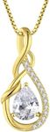 starchenie Infinity Teardrop Pendant Necklace for Women 925 Sterling Silver Birthstone Jewelry, Metal, Cubic Zirconia, Gold, CD-NP41690Q