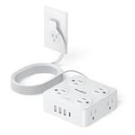 Thin Flat Extension Cord Indoor with USB C, SMALLRT Small Flat Plug Power Bar with 8 AC Outlets 3 USB (1 USB C), 6.5FT Small Power Strip Wall Mountable Cruise Ship, Travel, Home, Dorm Room Essentials