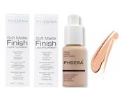 Phooera Fulll Coverage Liquid foundation Matte Finish Concealer Long wear 24hrs Oil Controlling Naturally Flawless Lightweigt Feel Buildable Fond de teint (2 X 103)