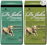 Dr John Hypoallergenic Dry Dog Food 2 Pack (25kg) - 1x 12.5kg Chicken with Oats, 1x 12.5kg Lamb with Rice - Complete Nutritional Sensitive Dog Biscuits for Adult and Senior Dogs